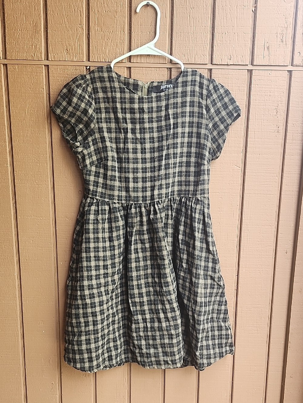 Disturbia Black and Olive Green Plaid Dress